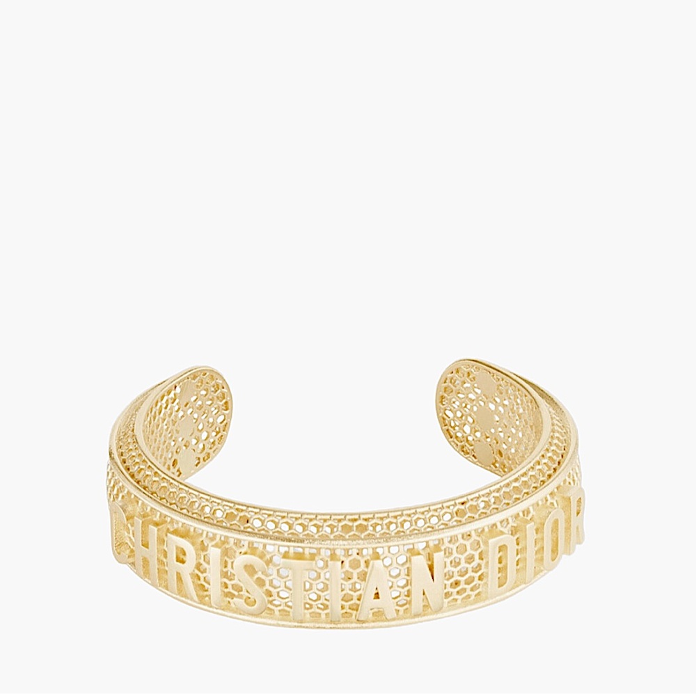 BRAND NEW Authentic Dior Women’s Gold Mesh Logo Sea Garden Cuff Bangle Bracelet